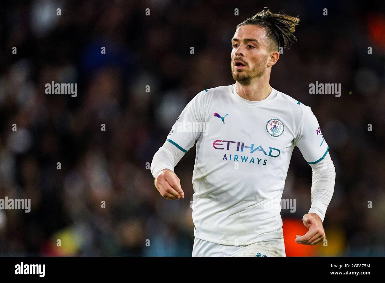 PARIS, FRANCE - SEPTEMBER 28: Jack Grealish of Manchester City FC during the Champions League match between Paris Saint-Germain and Manchester City FC at Parc des Princes on September 28, 2021 in Paris, France (Photo by Jeroen Meuwsen/Orange Pictures) Stock Photo