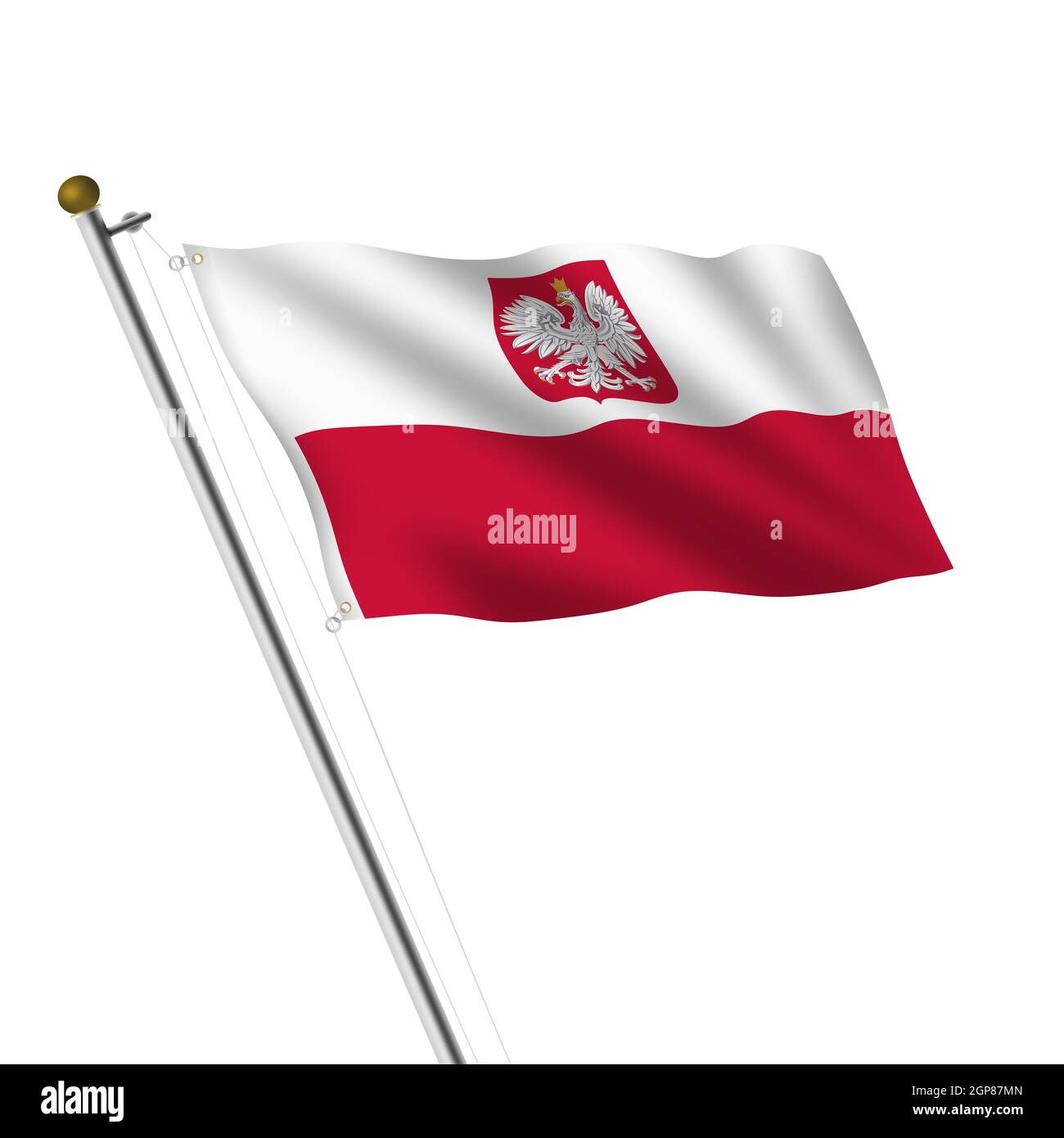 A Poland Flagpole 3d illustration on white with clipping path Stock ...