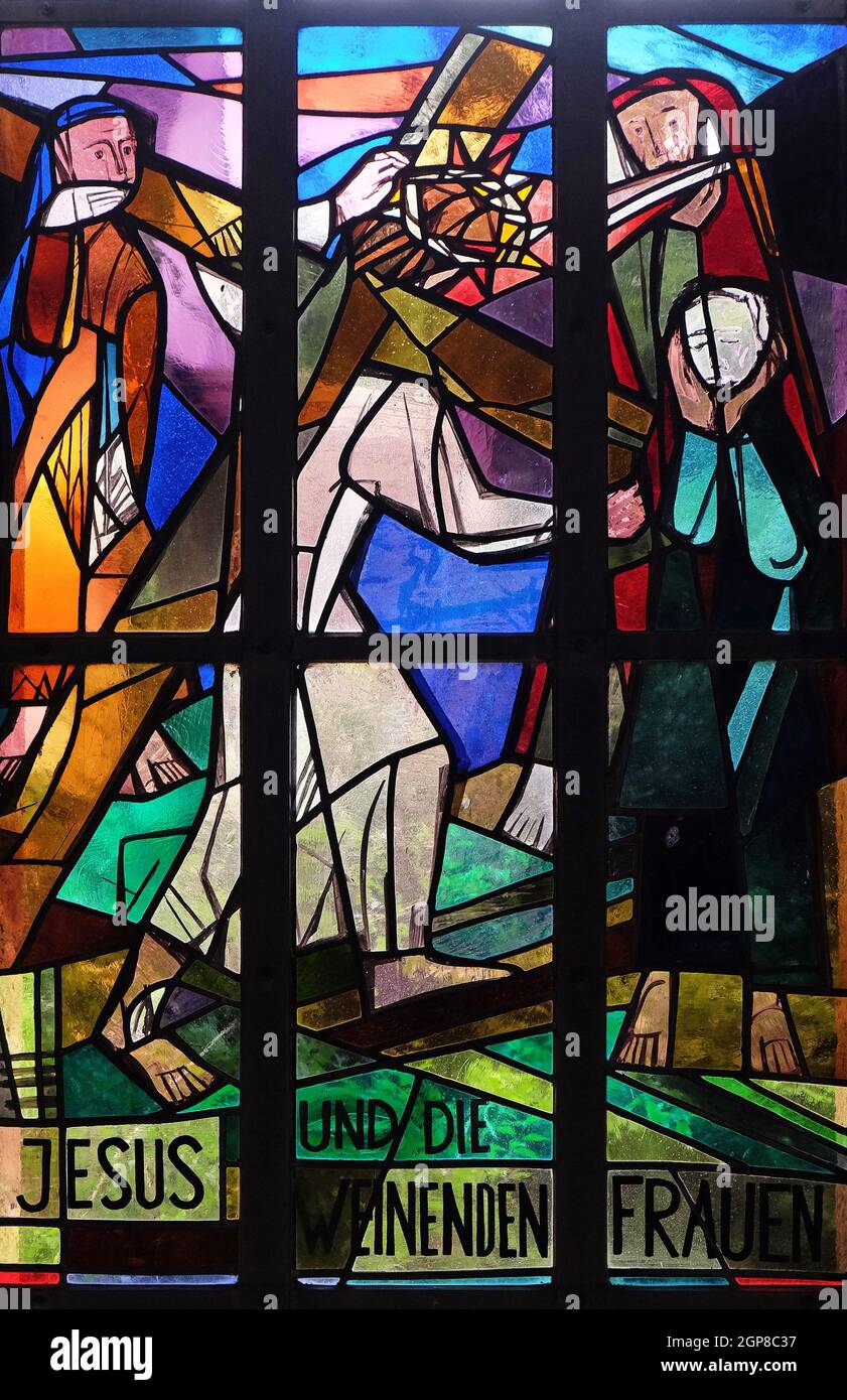 Stations of the cross stained glass hi-res stock photography and images