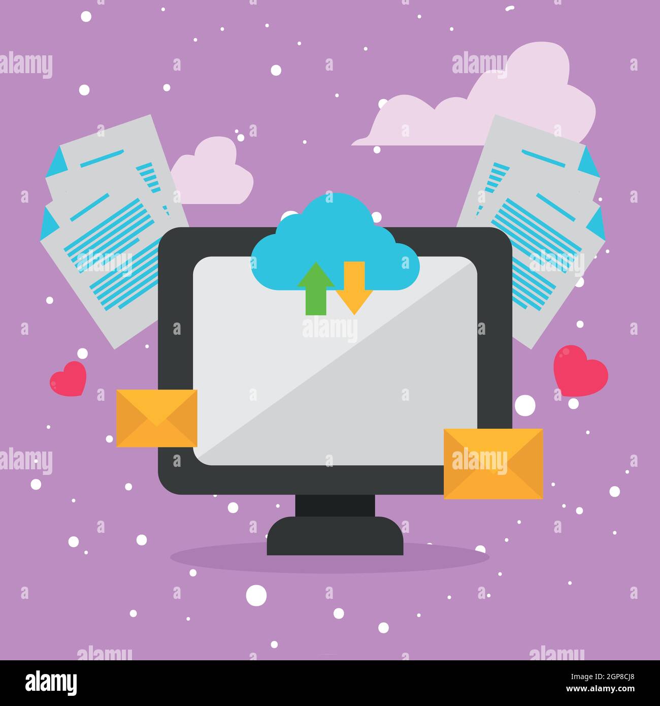 Computer cloud computing and icons of multimedia theme Stock Vector ...