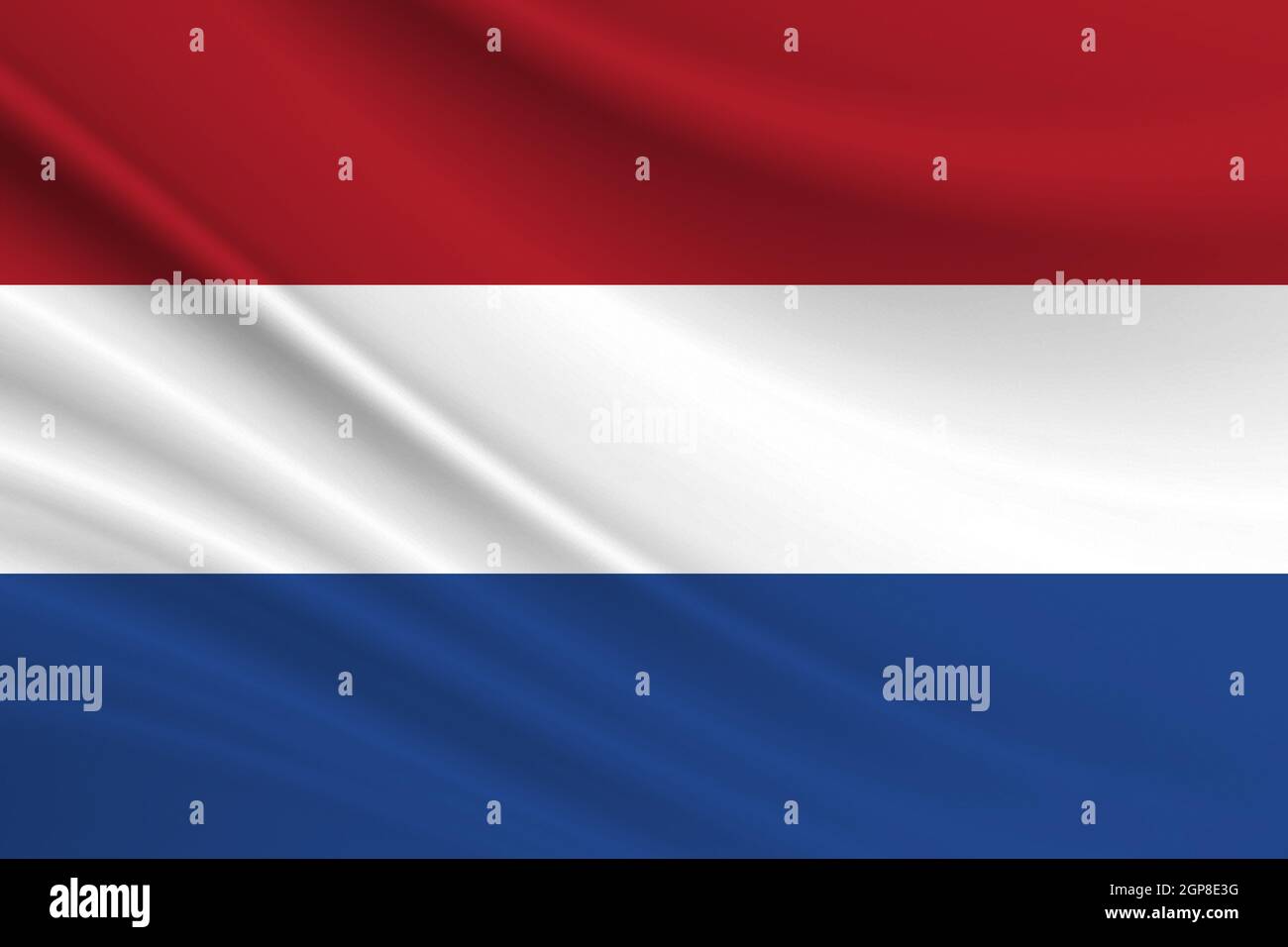 Flag of Netherlands. Fabric texture of the flag of Netherlands. Stock Photo