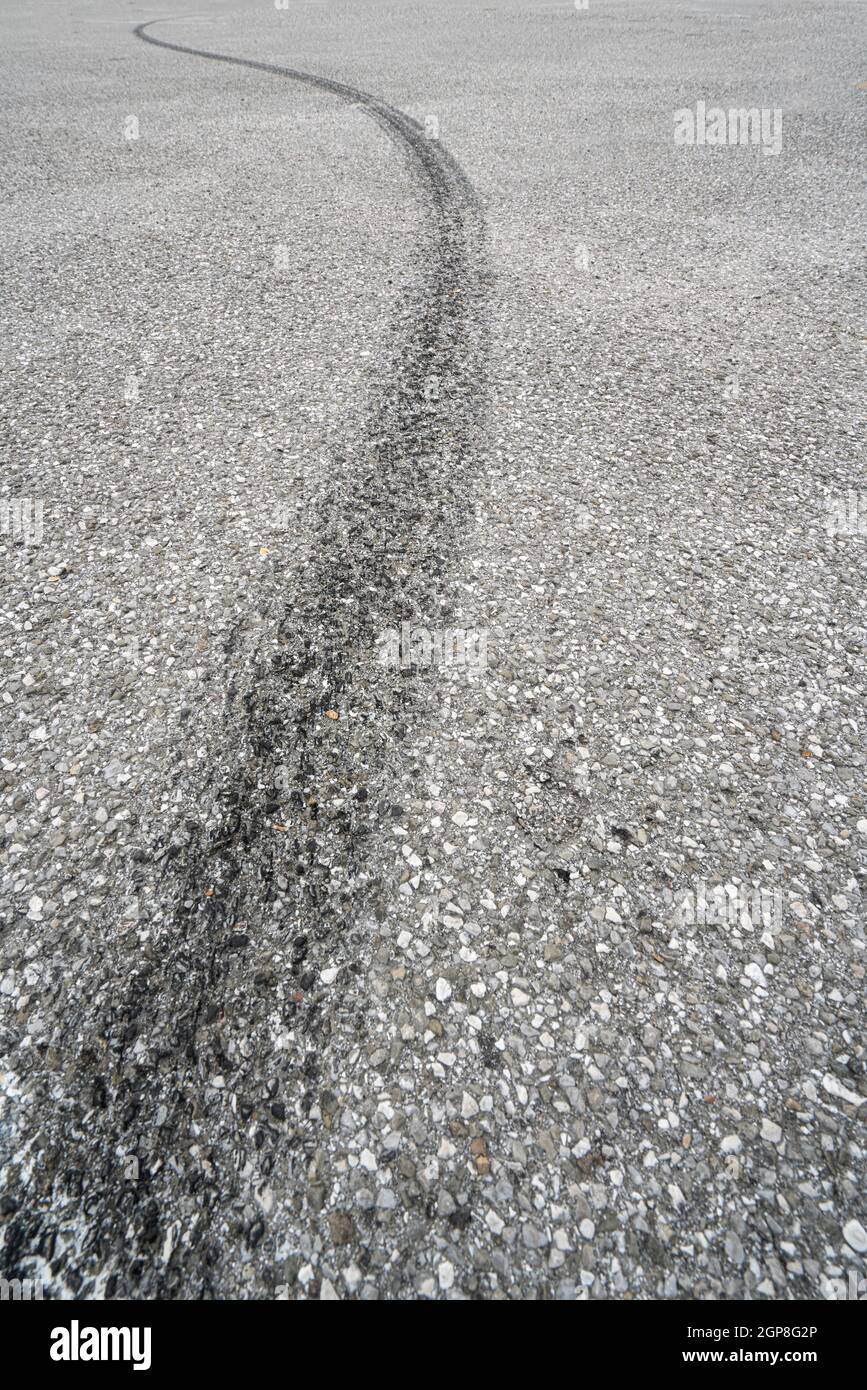 tire slip marks on the asphalt Stock Photo Alamy