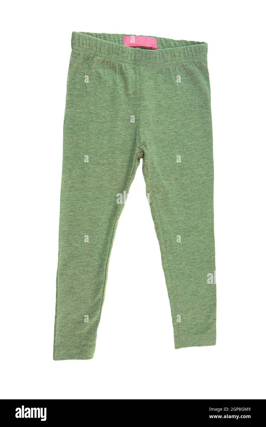 Sweatpants isolated. A loose green warm trousers with an elasticized or drawstring waist, worn when exercising or as leisurewear. Stock Photo