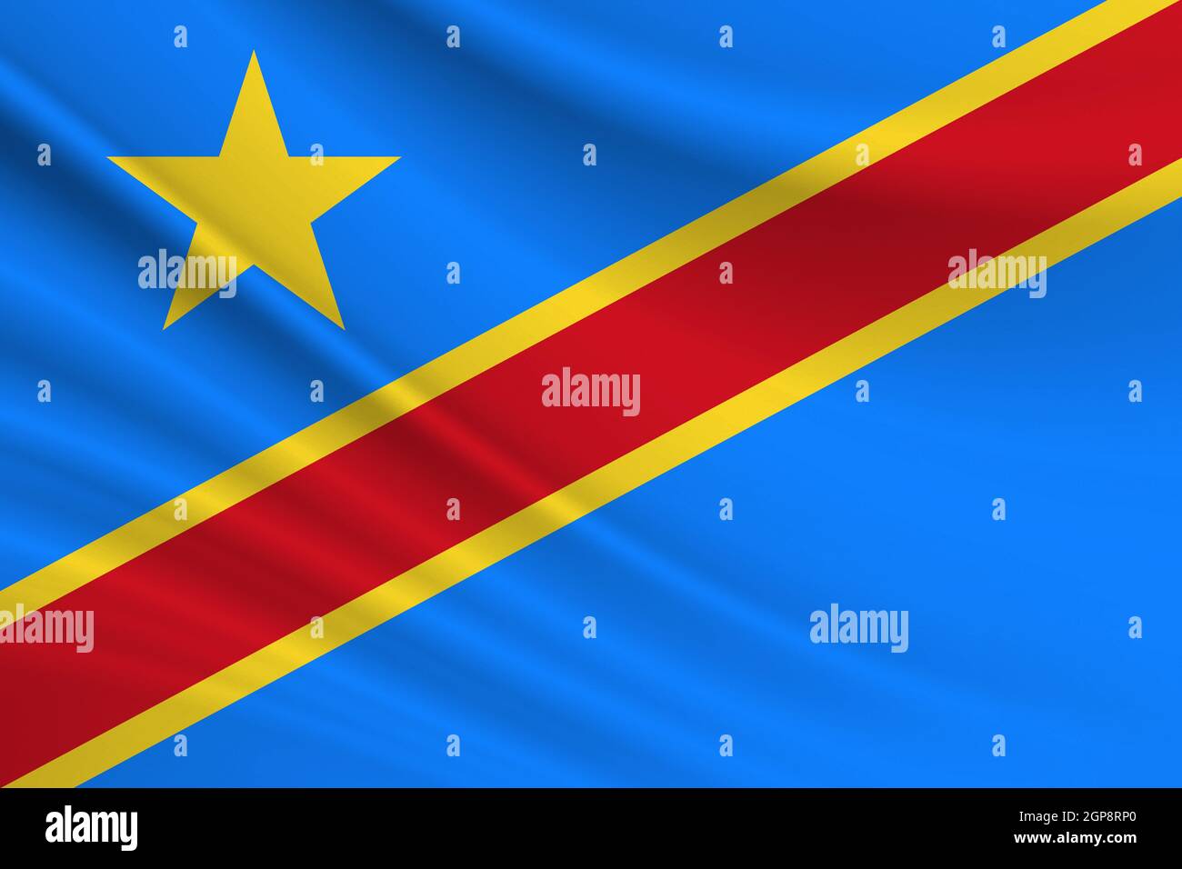 Flag of Democratic Republic of the Congo Fabric texture of the flag of Democratic Republic of the Congo. Stock Photo