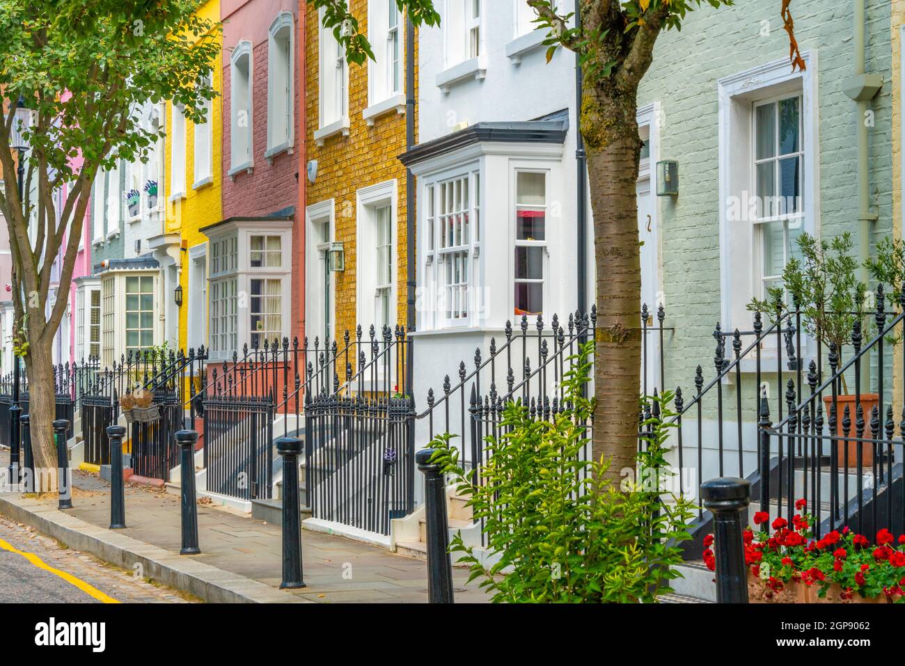 View of colourful houses on Bywaater Street in Chelsea, London, England,  United Kingdom, Europe Stock Photo - Alamy