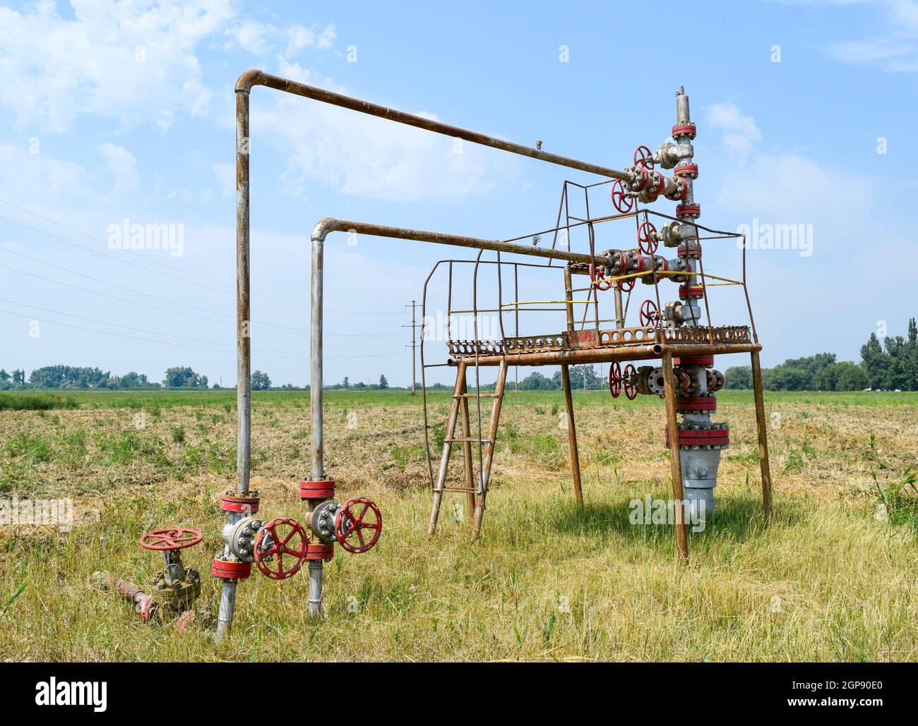 Well for oil and gas production. Oil well wellhead equipment. Oil