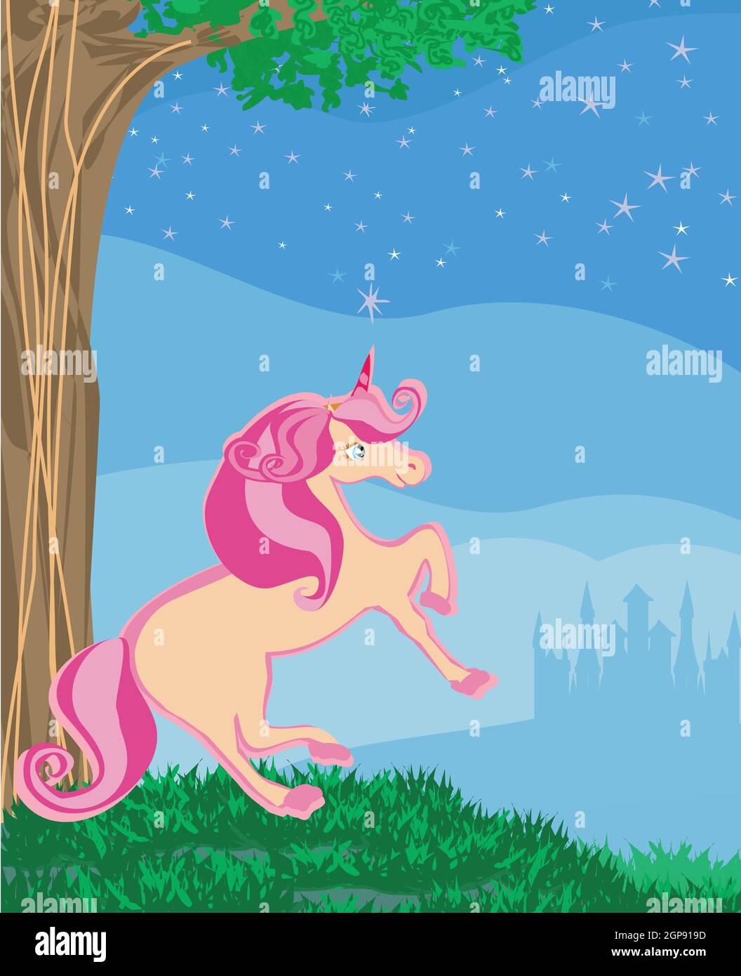 Card with a cute unicorn Stock Photo - Alamy