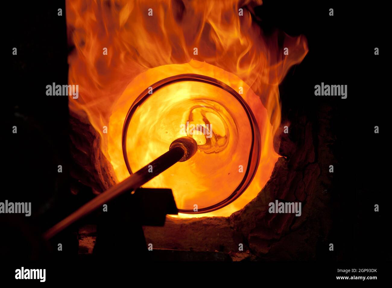 Glass blowing process Stock Photo Alamy