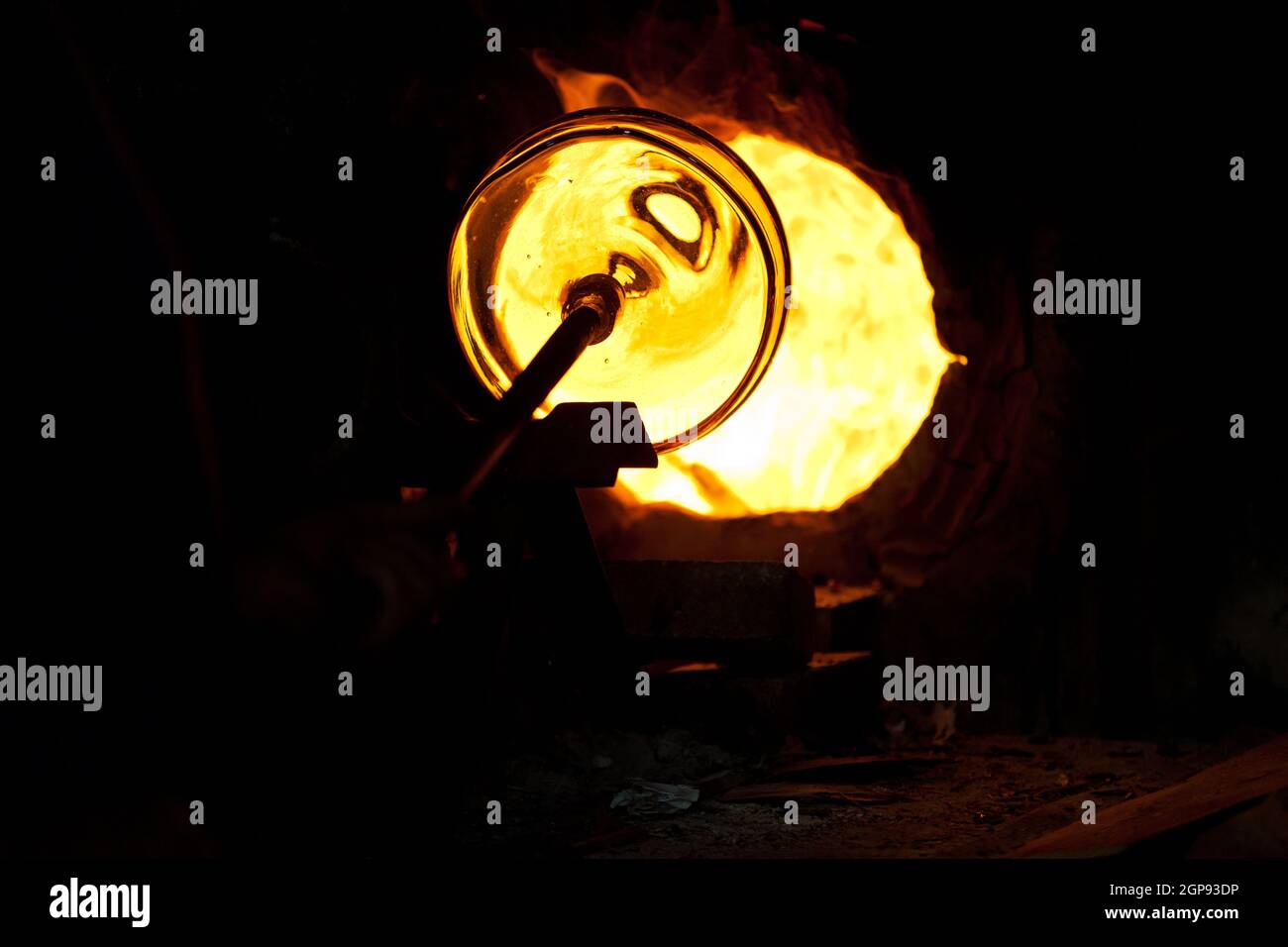Glass blowing process Stock Photo Alamy