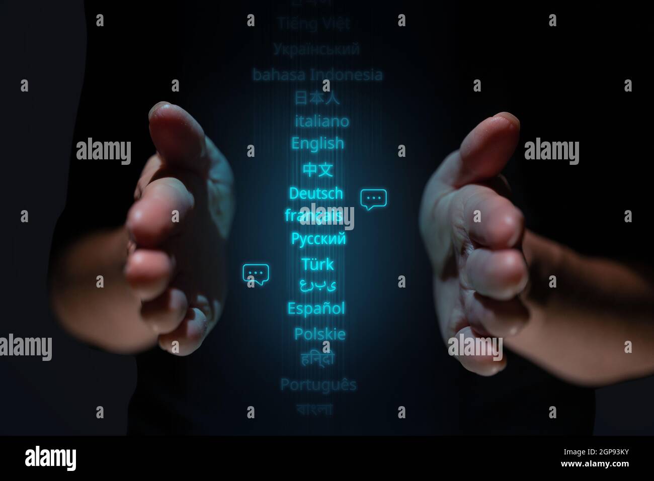 Concept with different international languages and their translation in