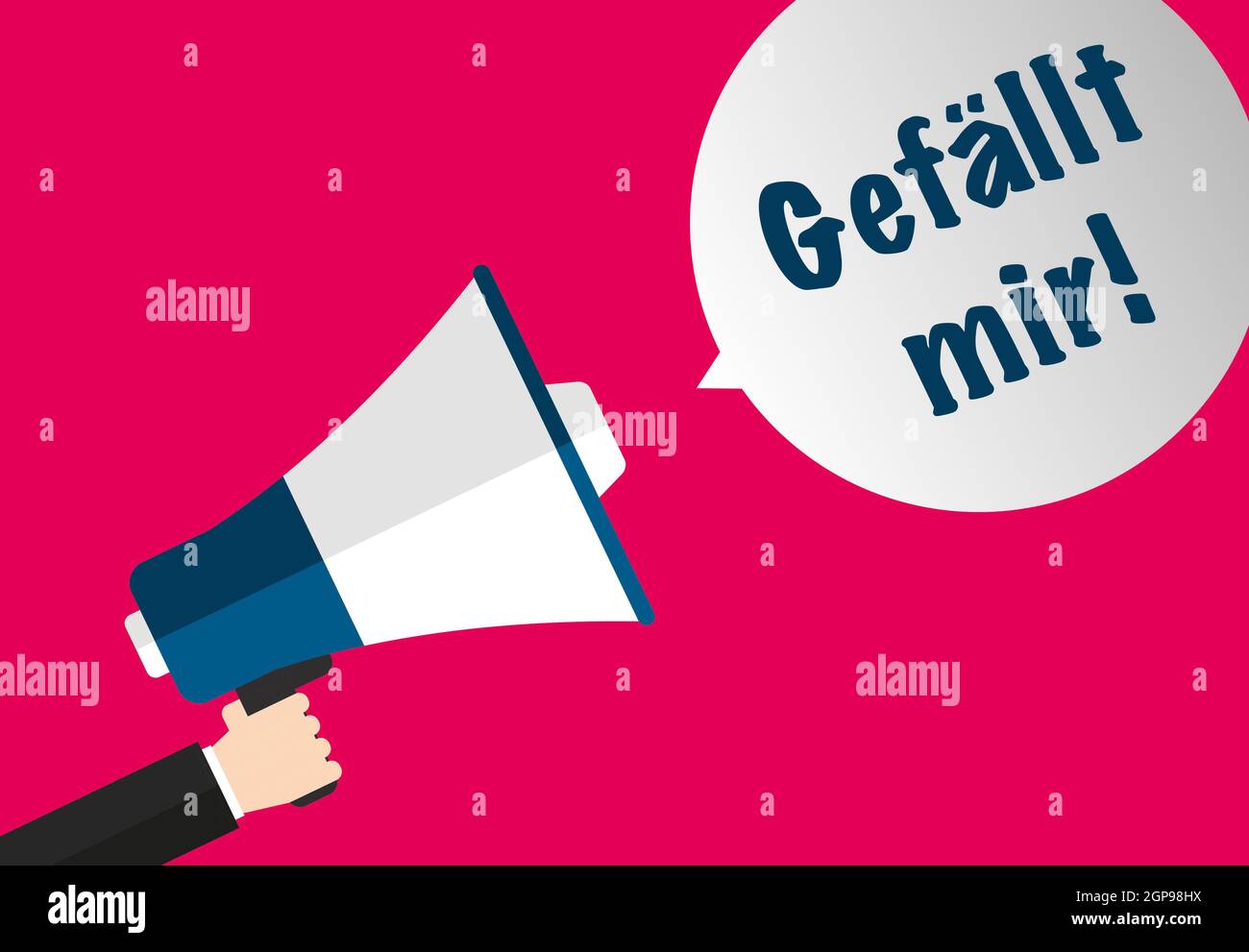 Megaphone with words I like it in german speech bubble - social media vector illustration Stock Photo