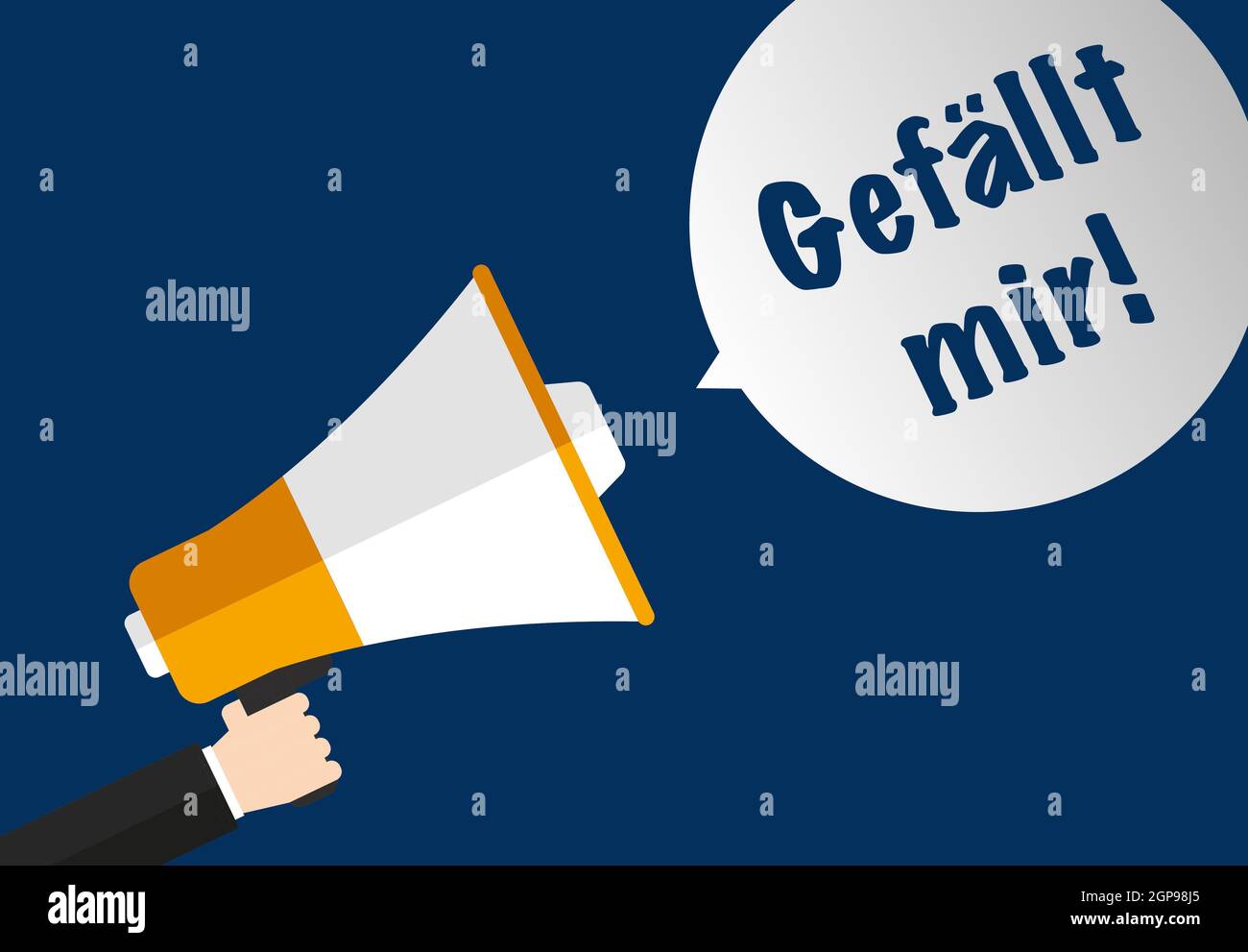 Megaphone with words I like it in german speech bubble - social media vector illustration Stock Photo