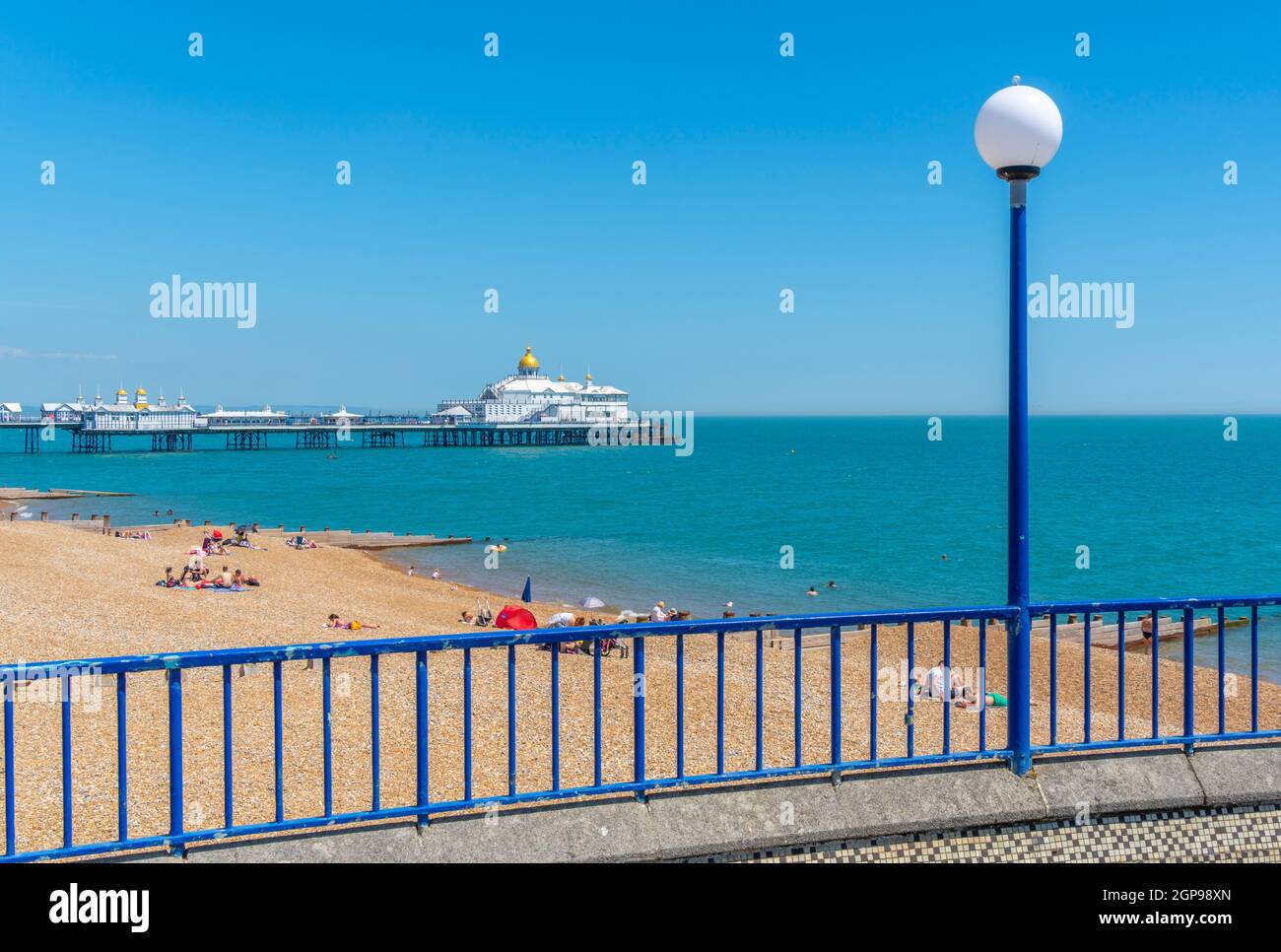 View of Eastbourne Pier from sea front boardwalk, Eastbourne, East