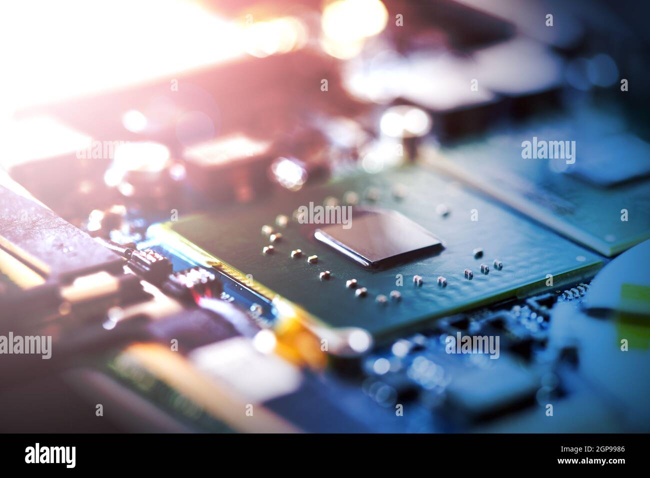 Chp Computer Computer chip on a circuit board, close up; Computer technology Stock ...