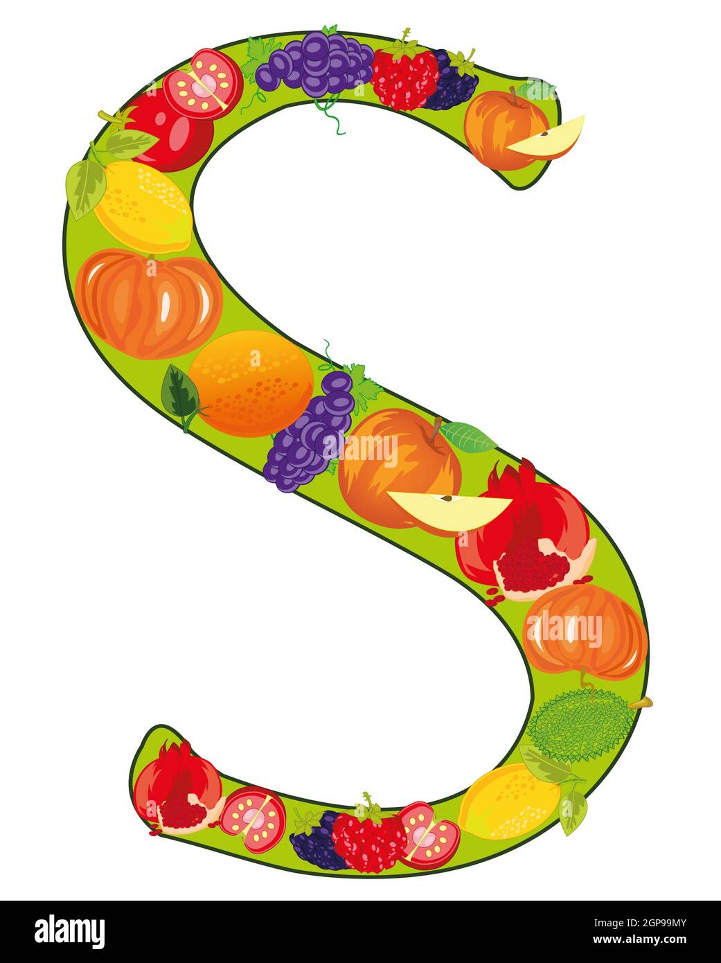 Vector illustration of the decorative letter S english of the alphabet
