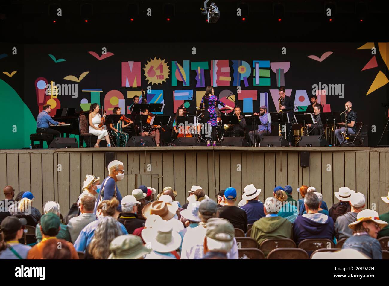 MIHO MAZAMA conducts M UNIT at the 2021 Monterey Jazz Festival Stock Photo