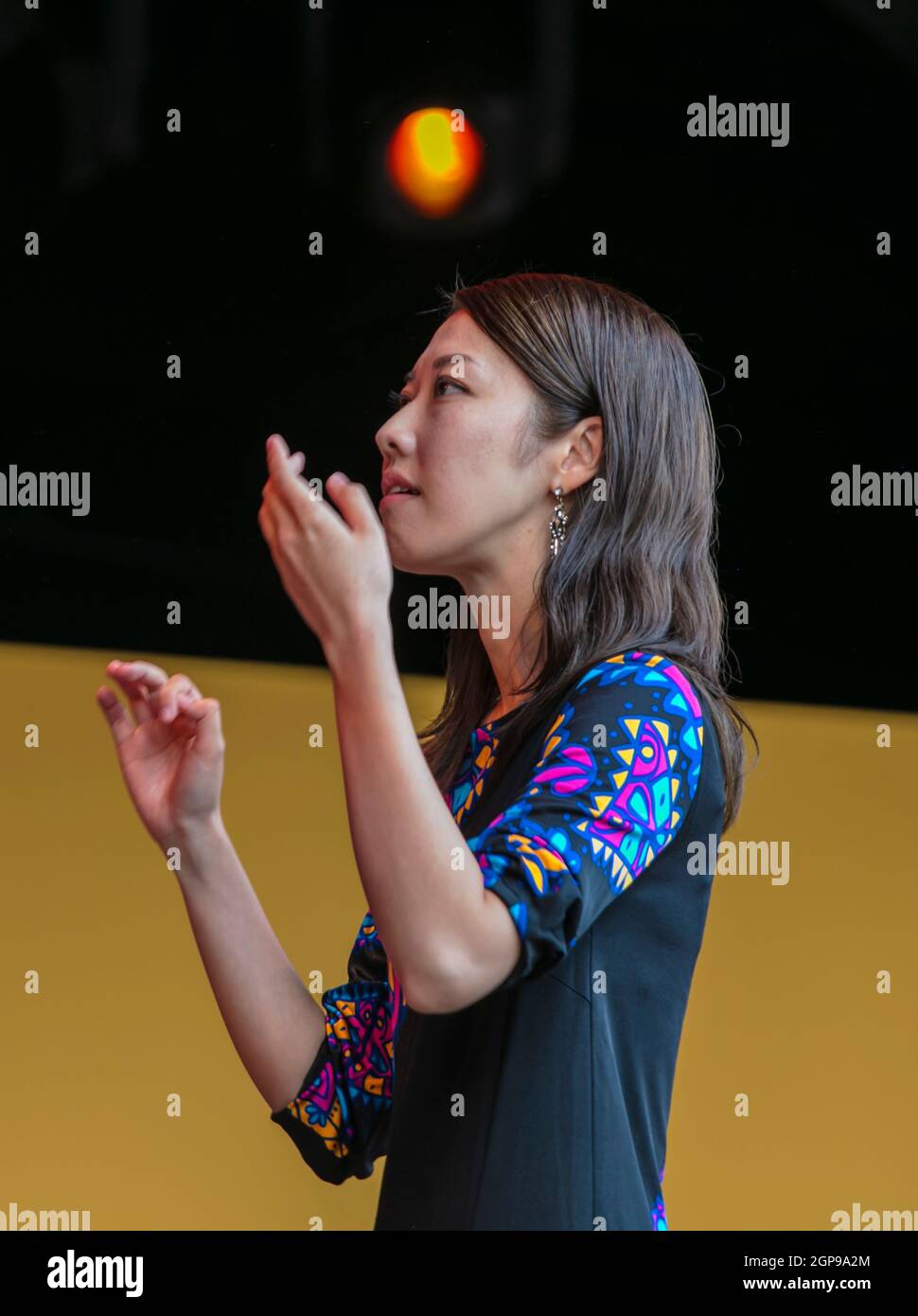 MIHO MAZAMA conducts M UNIT at the 2021 Monterey Jazz Festival. Stock Photo