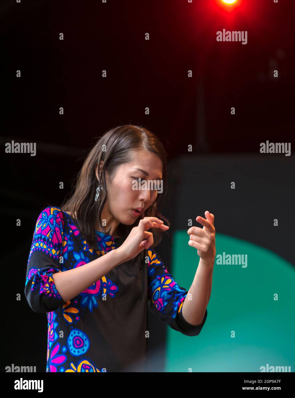 MIHO MAZAMA conducts M UNIT at the 2021 Monterey Jazz Festival. Stock Photo