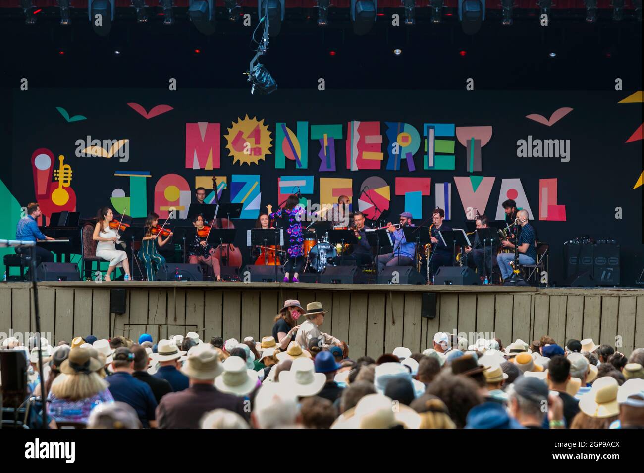 MIHO MAZAMA conducts M UNIT at the 2021 Monterey Jazz Festival Stock Photo