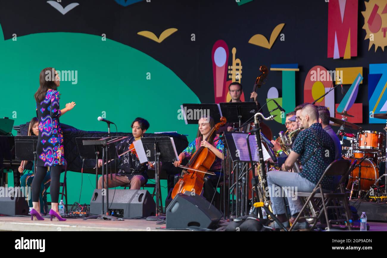 MIHO MAZAMA conducts M UNIT at the 2021 Monterey Jazz Festival Stock Photo