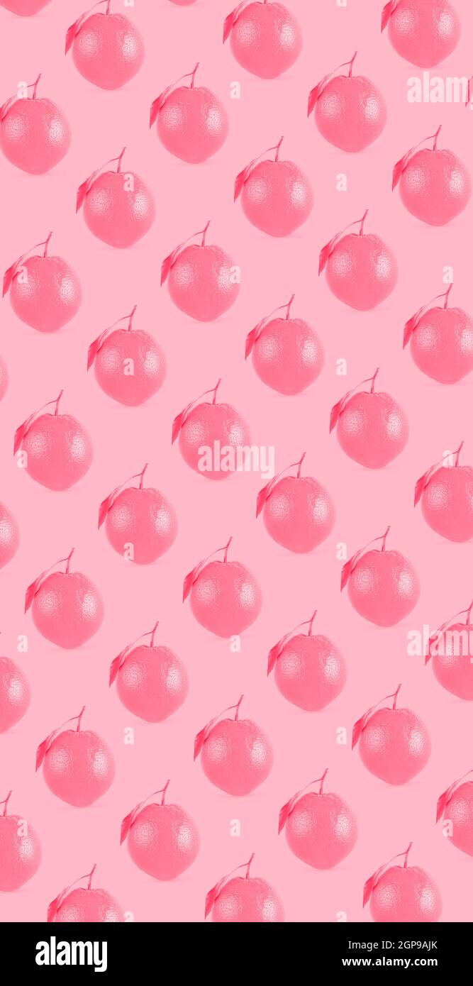 Seamless food pattern. Pink colour orange fruits on colourful background.  Wallpaper for design and packaging Stock Photo - Alamy