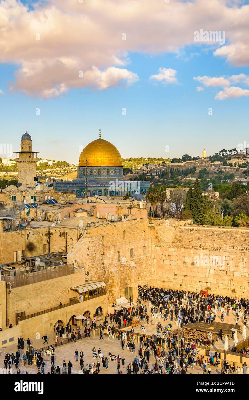 Aerial view of temple mount and wailing walls at old jersualem city
