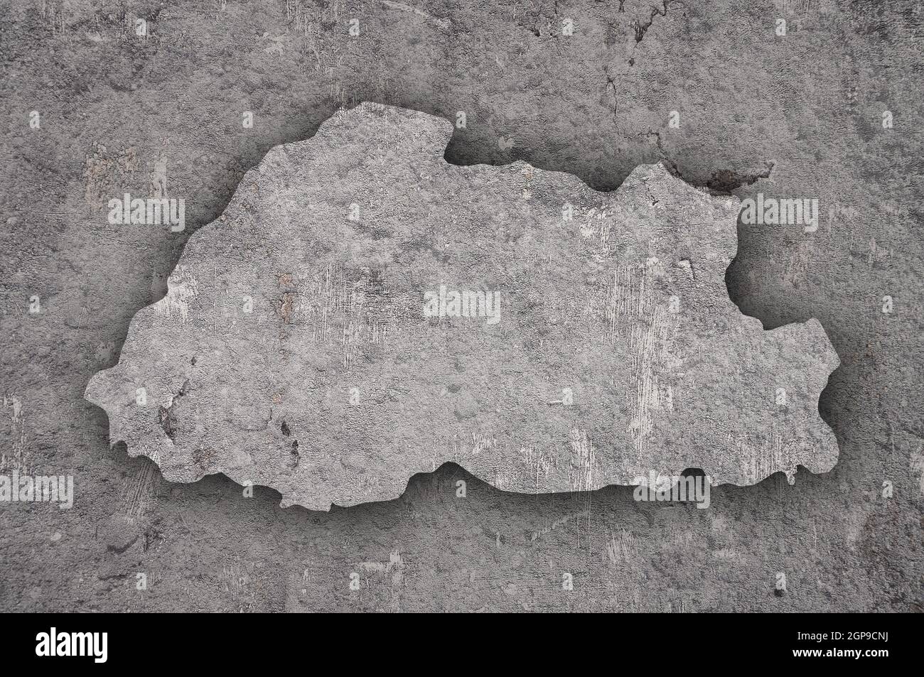 Map of Bhutan on weathered concrete Stock Photo - Alamy