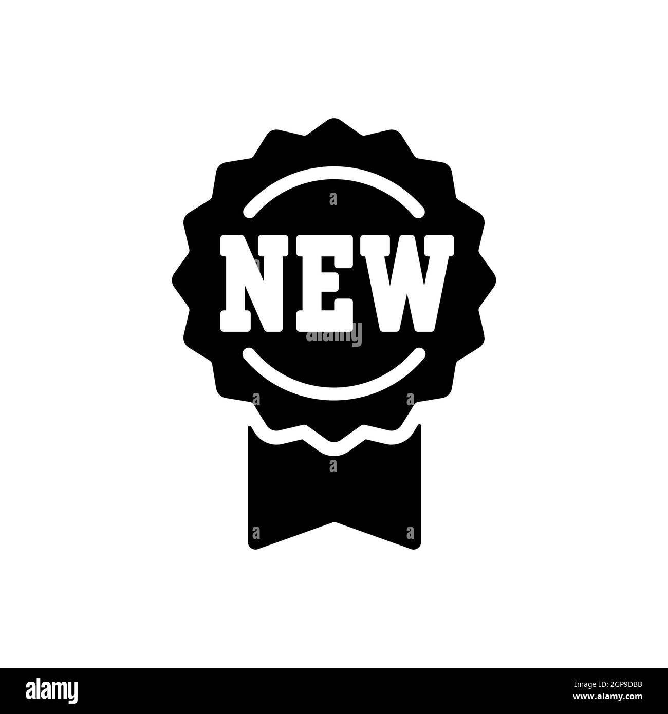 New tag and ribbons vector glyph icon. sign. Graph symbol