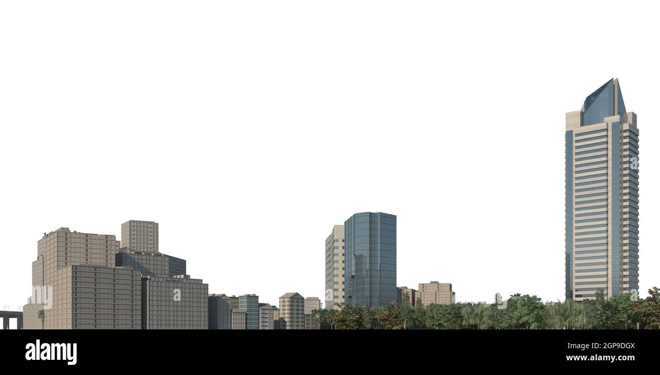 3D illustration cityscape isolated on white background Stock Photo - Alamy