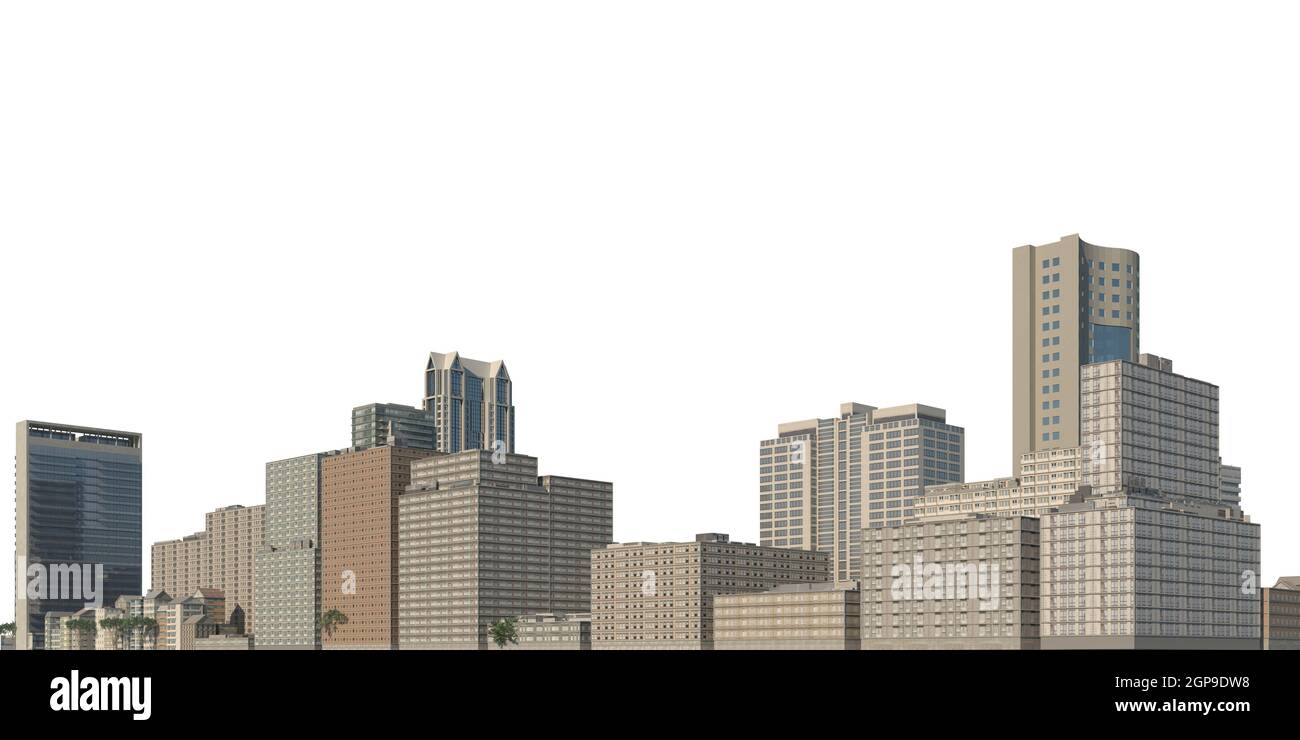 3D illustration cityscape isolated on white background Stock Photo - Alamy