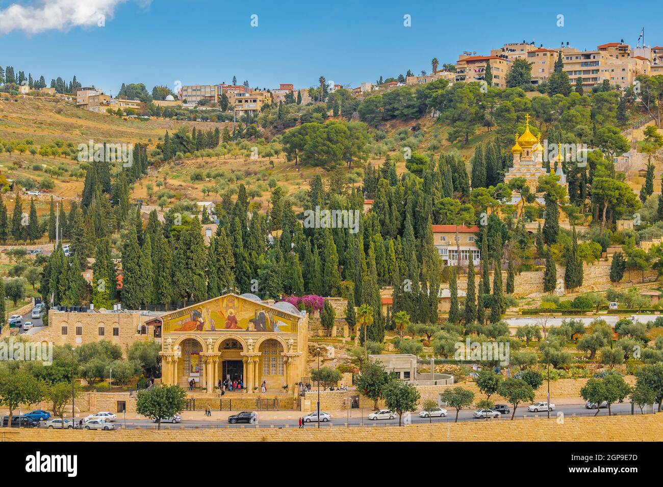 Landscape view of famous olives mount, old jerusalem city Stock Photo ...