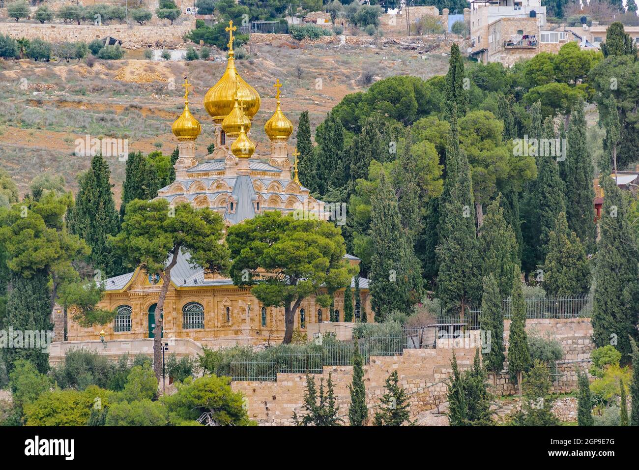 Landscape view of famous olives mount, old jerusalem city Stock Photo ...