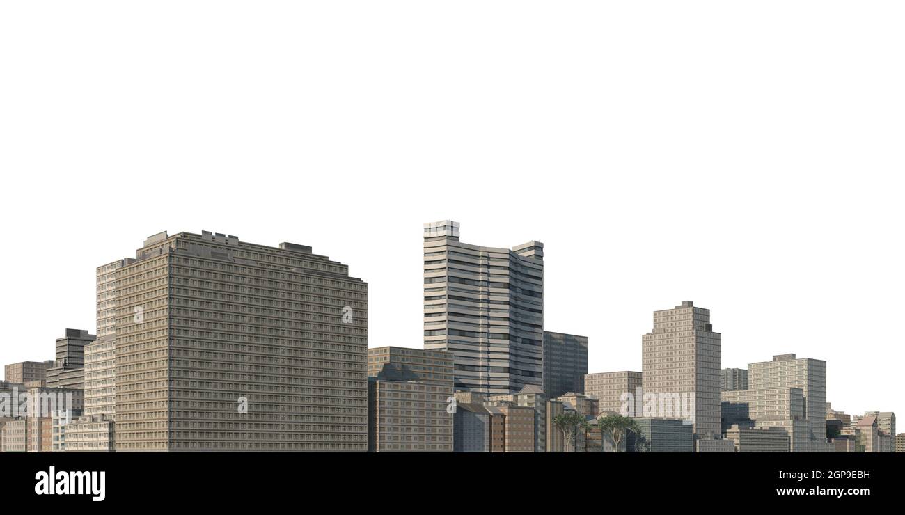 3D illustration cityscape isolated on white background Stock Photo - Alamy