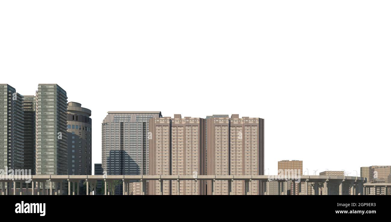 3D illustration cityscape isolated on white background Stock Photo - Alamy