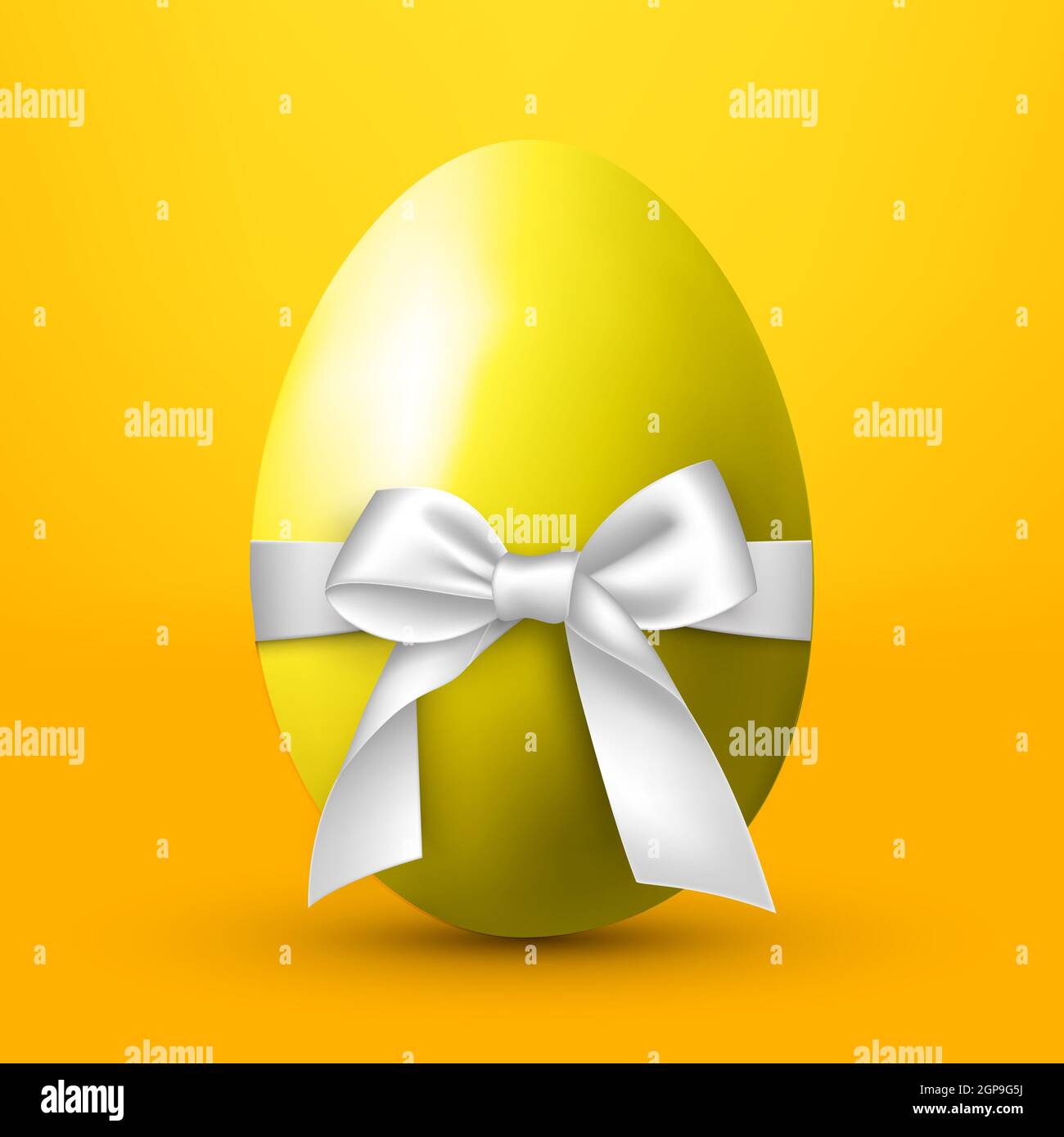 Large egg with a white bow on a yellow background - Vector illustration ...