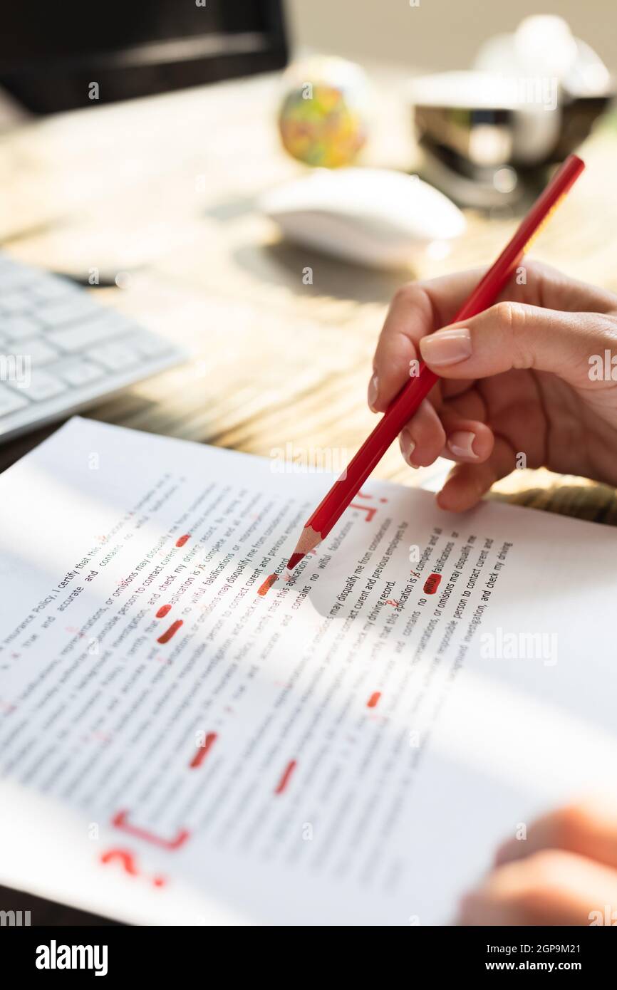 Script Text Mistake Grammar Proofreading And Correcting Stock Photo - Alamy