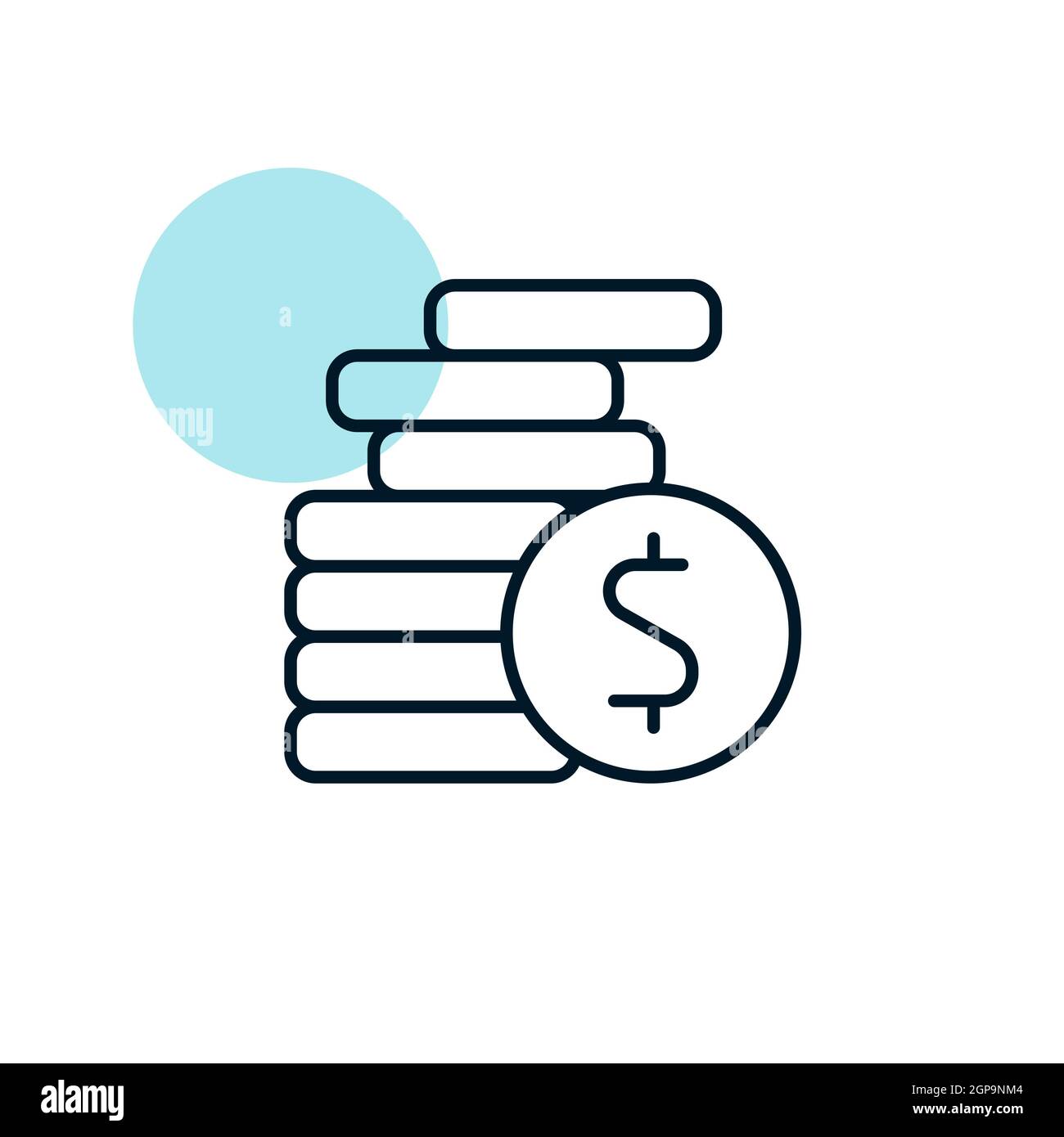 Coins stack outline vector illustration. Money stacked coins icon ...