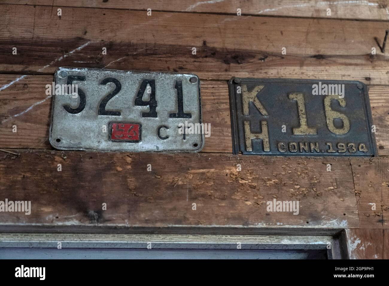 Antique very old vehicle license plate Stock Photo - Alamy