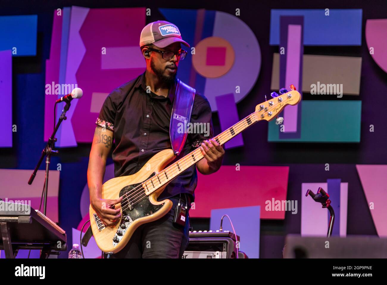 David Parks plays bass for Ledisi at the 2021 Monterey Jazz Festival