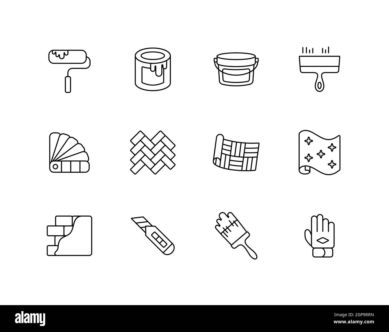 Home repair, remodelling, redecoration icon set. Graph symbol for your web site design, logo, app, UI. Vector illustration, EPS10. Stock Photo