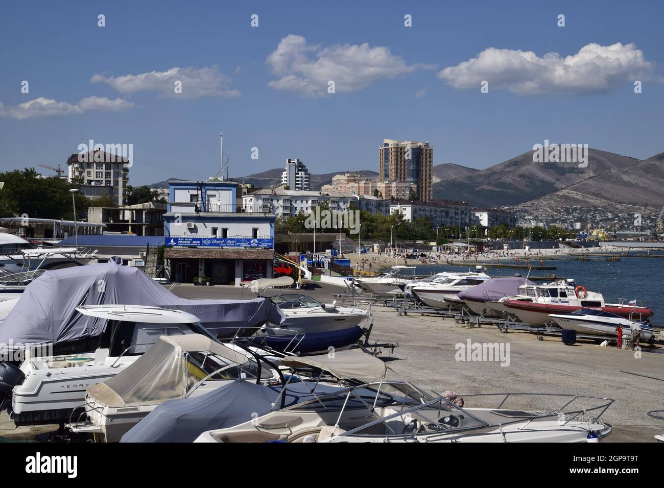 Novorossiysk, Russia - September 9, 2016: yachts in the yacht club. Yachts sailing diving enthusiasts. Port of Novorossiysk. Stock Photo