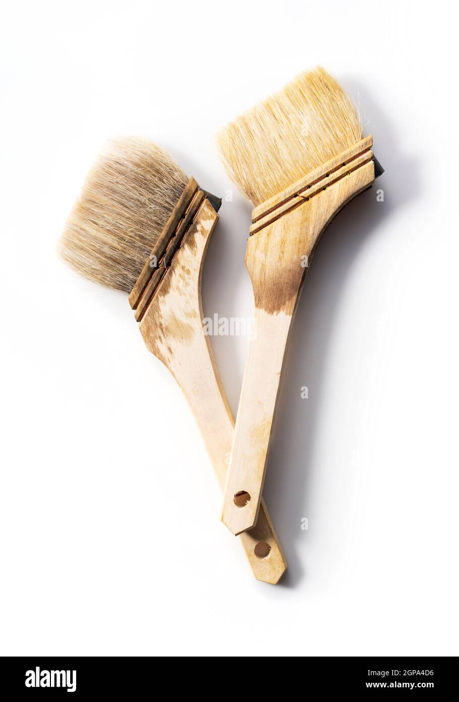Brush used to apply oil stain to a white background Stock Photo Alamy