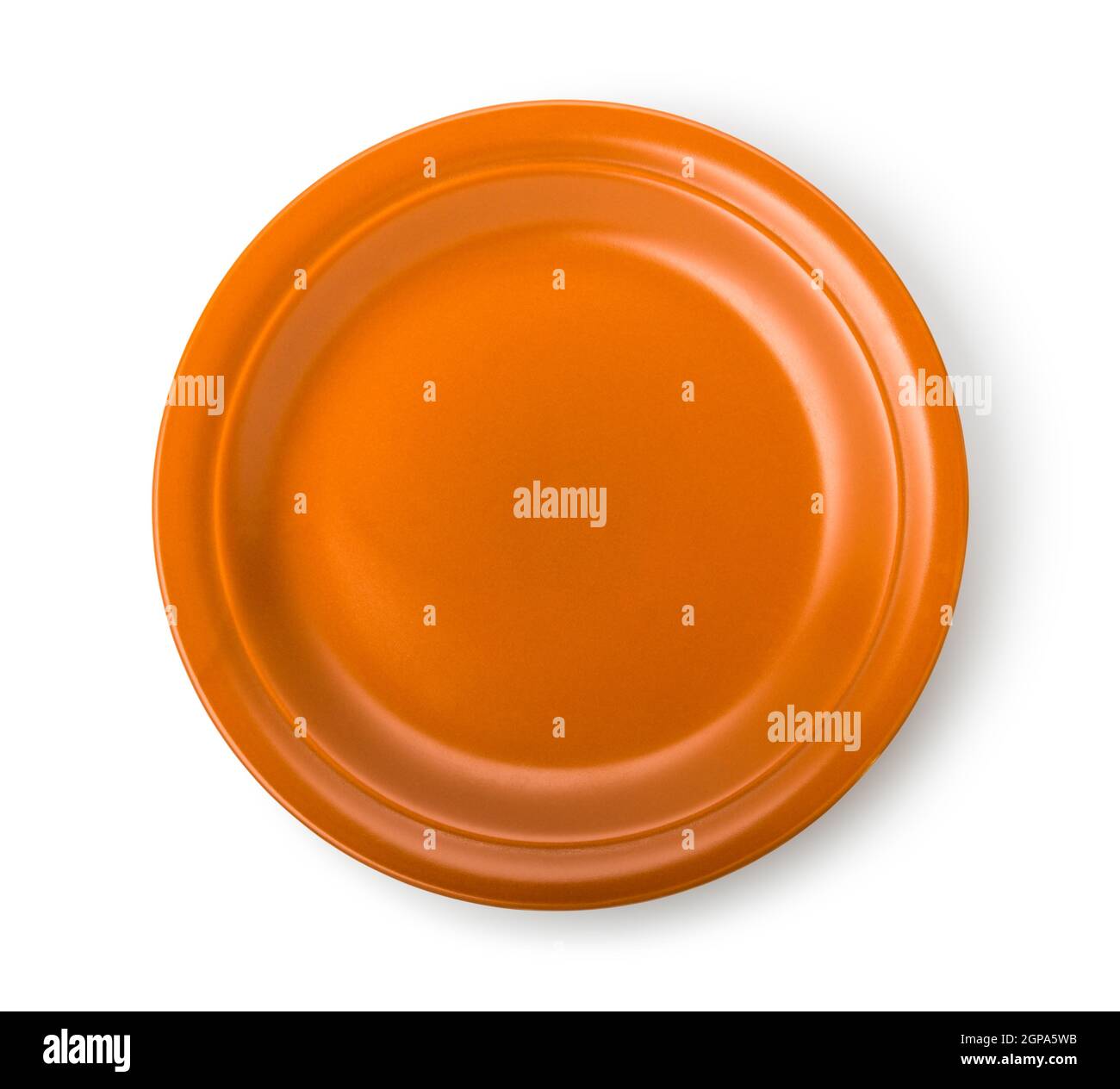 Round clay dish isolated on a white background Stock Photo