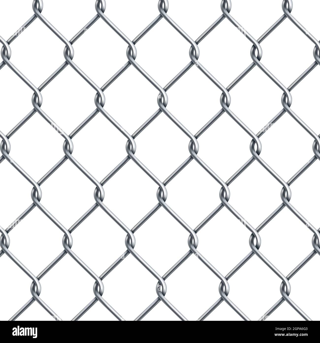 Silver metal mesh chain-link on a white background - Vector illustration Stock Photo