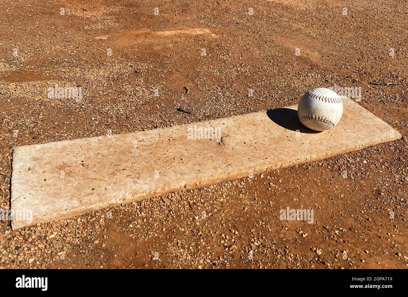 Baseball on the pitcher's mound copy space available Stock Photo Alamy