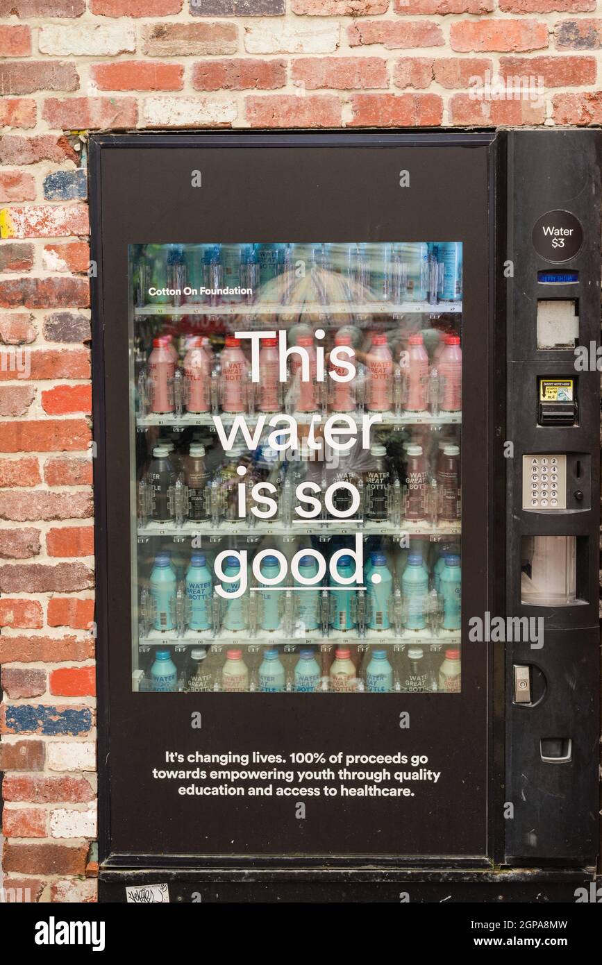 February 2020, Gold Coast, Australia vending machine featuring chilled water Stock Photo Alamy
