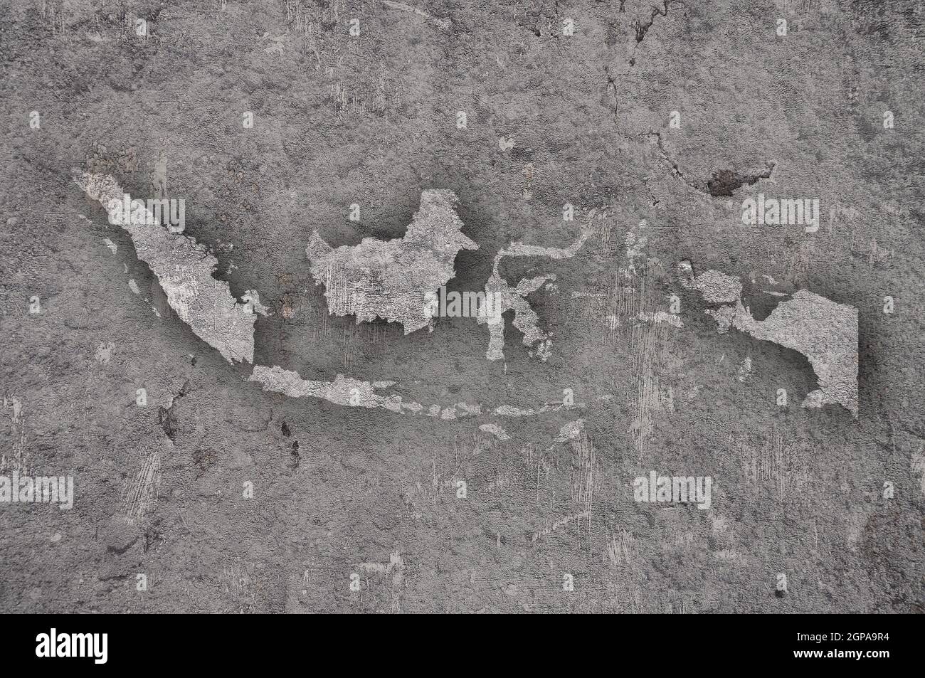 Map of Indonesia on weathered concrete Stock Photo