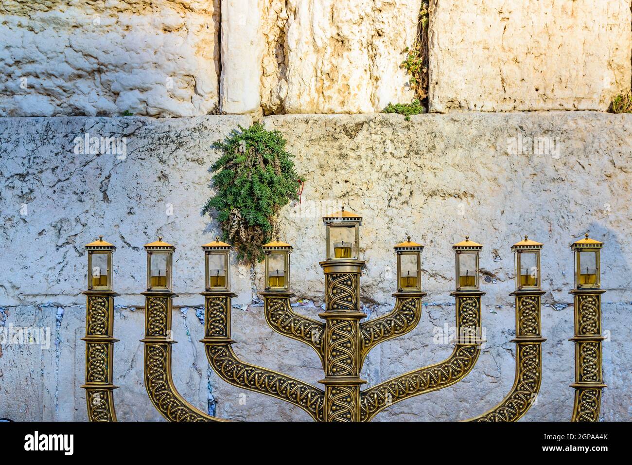 Menora lamp at wailing, wall, jerusalem, israel Stock Photo Alamy