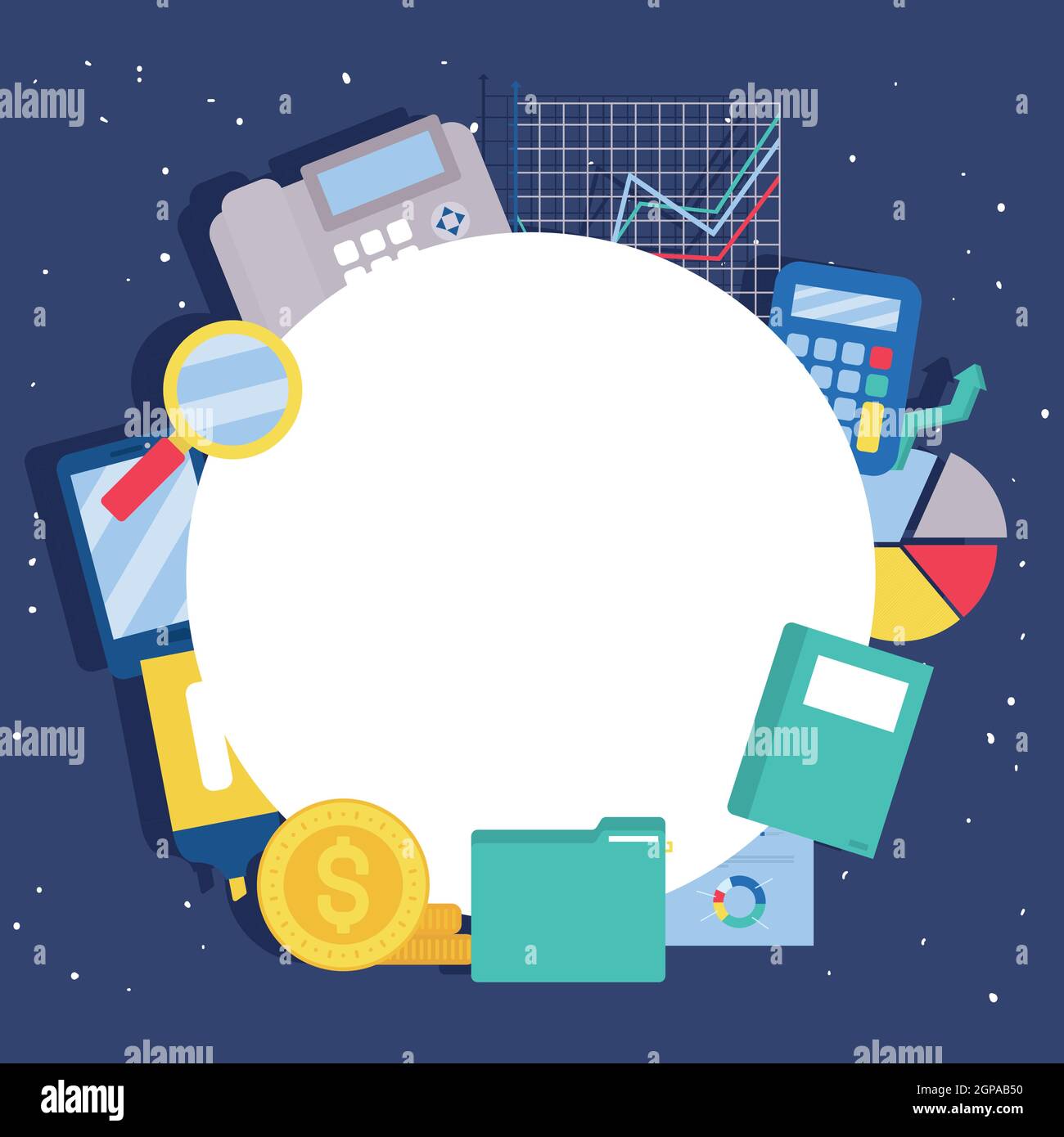 label with audit icon set on blue background Stock Vector Image & Art ...