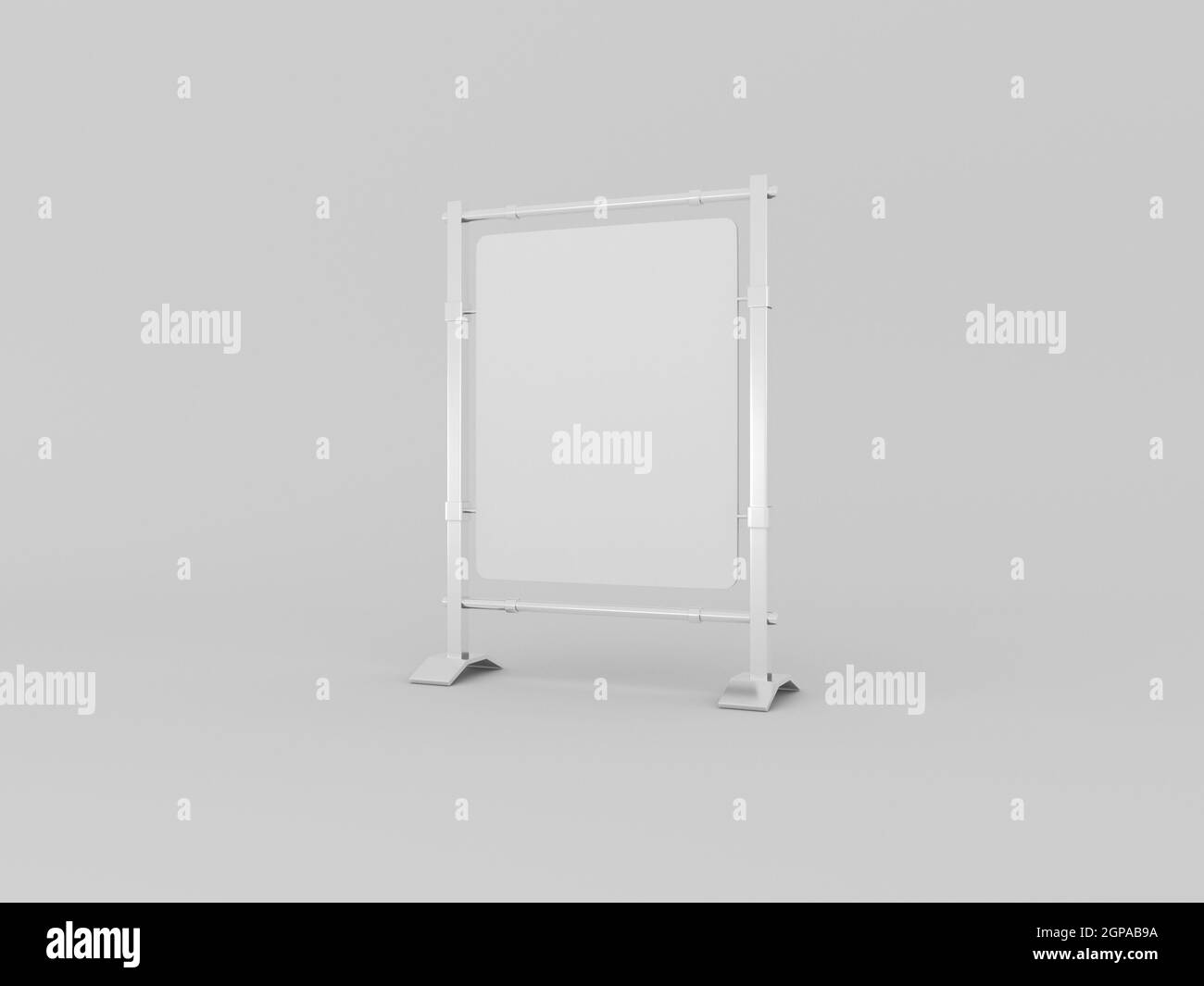 Outdoor advertising stand sandwich board mock up template 3D rendered illustration. Realistic Standee signage board. Stock Photo